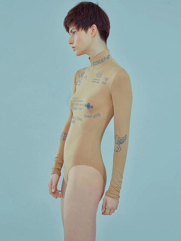 High Neck Printed Skinny Long Sleeve Bodysuits - Image 8