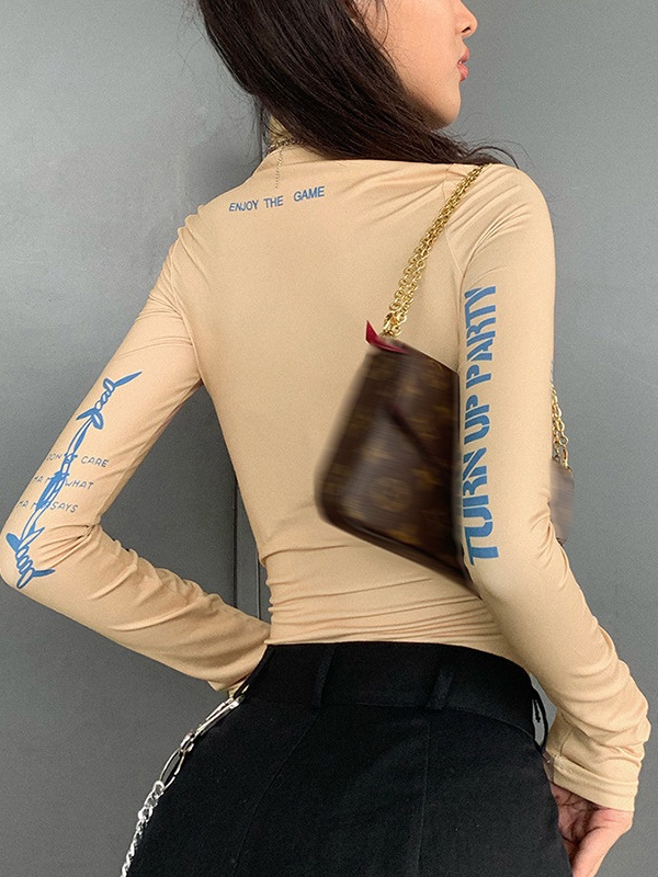 High Neck Printed Skinny Long Sleeve Bodysuits - Image 10