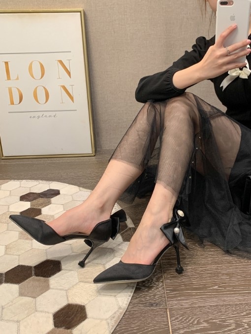 Pointed Toe Bow Design High Heel Shoes