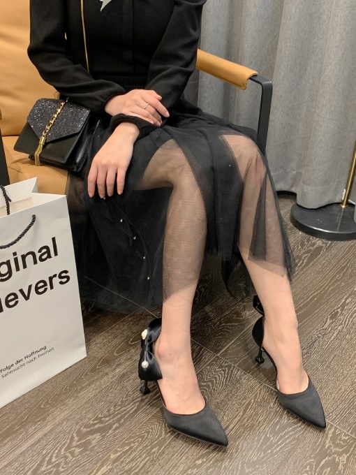 Pointed Toe Bow Design High Heel Shoes - Image 2