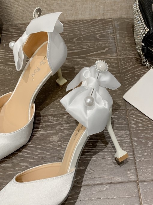 Pointed Toe Bow Design High Heel Shoes - Image 10