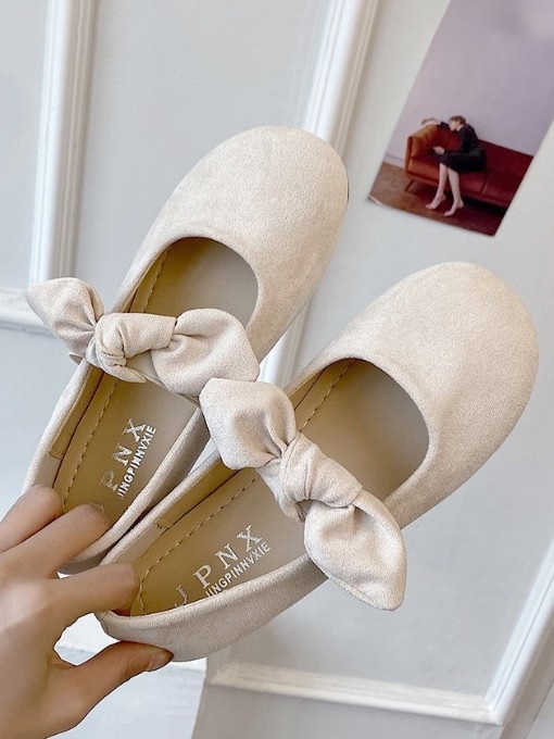 Round Toe Bow Tied Flats - Image 2