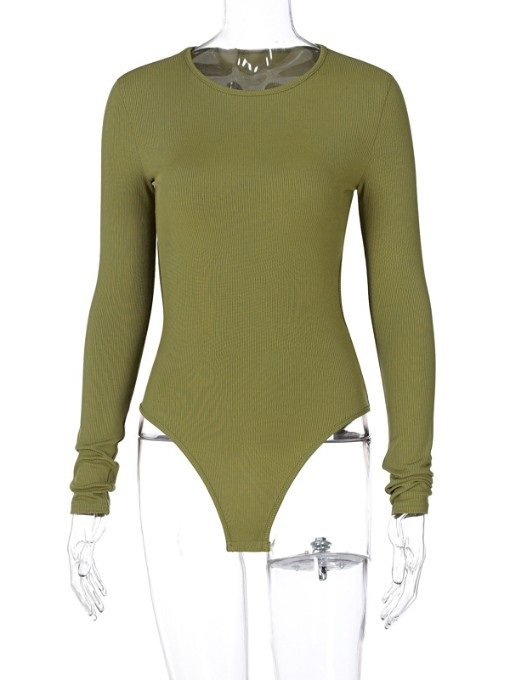 Solid Hollow Out Long Sleeve Bodysuit - Image 6