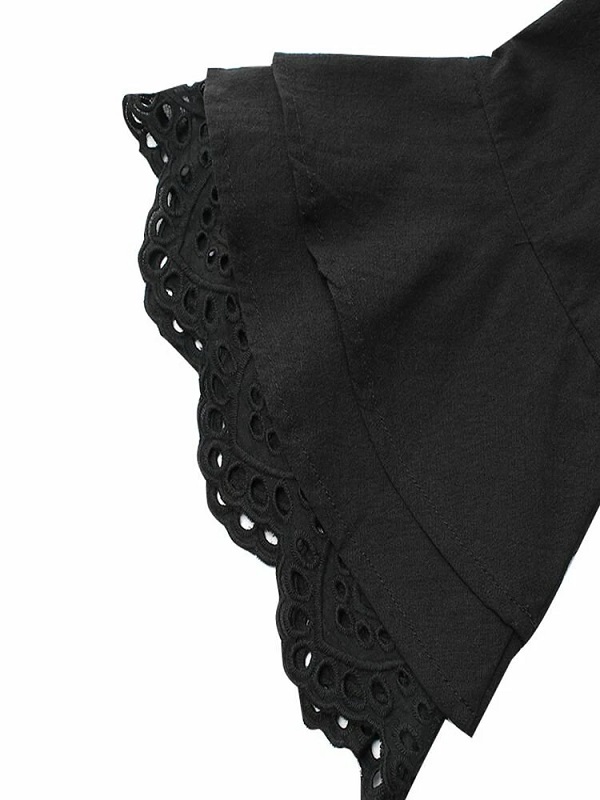 Solid Lace Ruffle V-neck Half Sleeve V-neck Casual Dress - Image 8