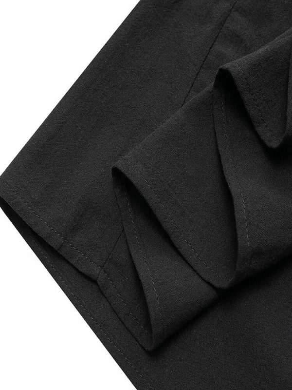 Solid Lace Ruffle V-neck Half Sleeve V-neck Casual Dress - Image 9