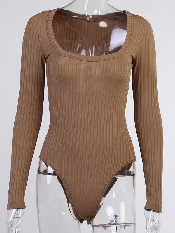 Square Neck Solid Long Sleeve Bodysuit - Image 5