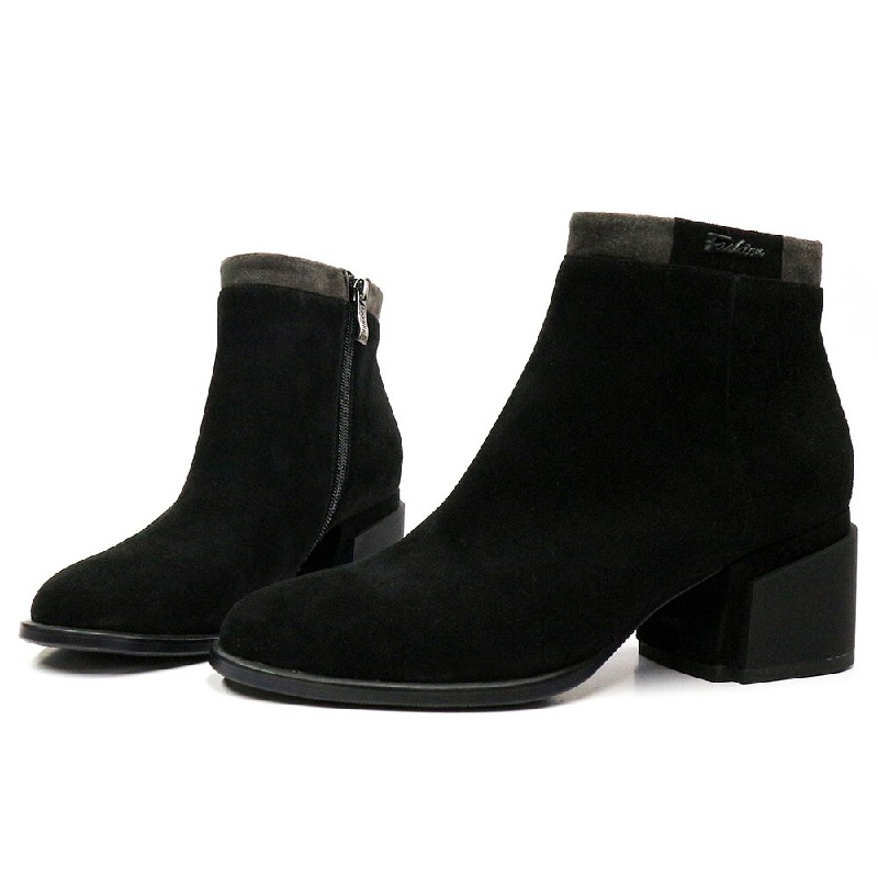 Heels Kid Suede Buckle Round Toe Ankle Boots Shoes - TD Mercado
