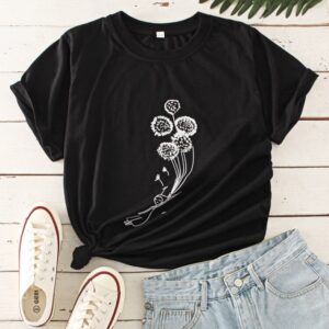 Flower O-neck Print Short Sleeve Casual T-Shirt