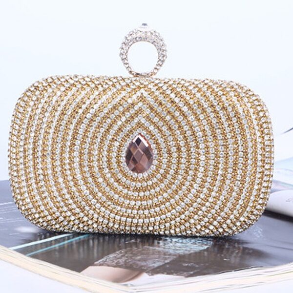 Exquisite Evening Party Diamante Clutch Bag With Chain - TD Mercado