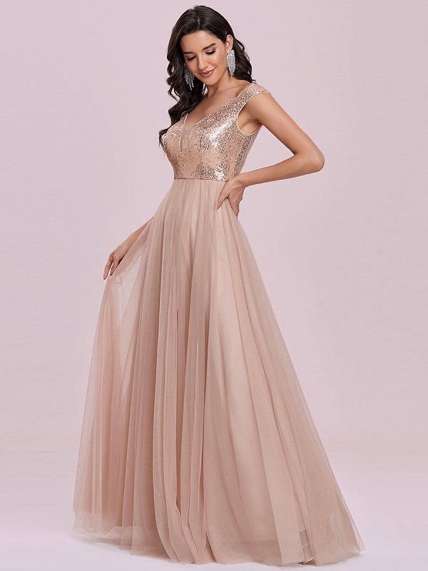 a line sequin gown