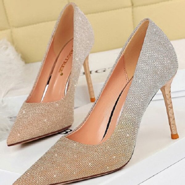 Glitter Gradient Pointed Toe Party Heels - TD Mercado