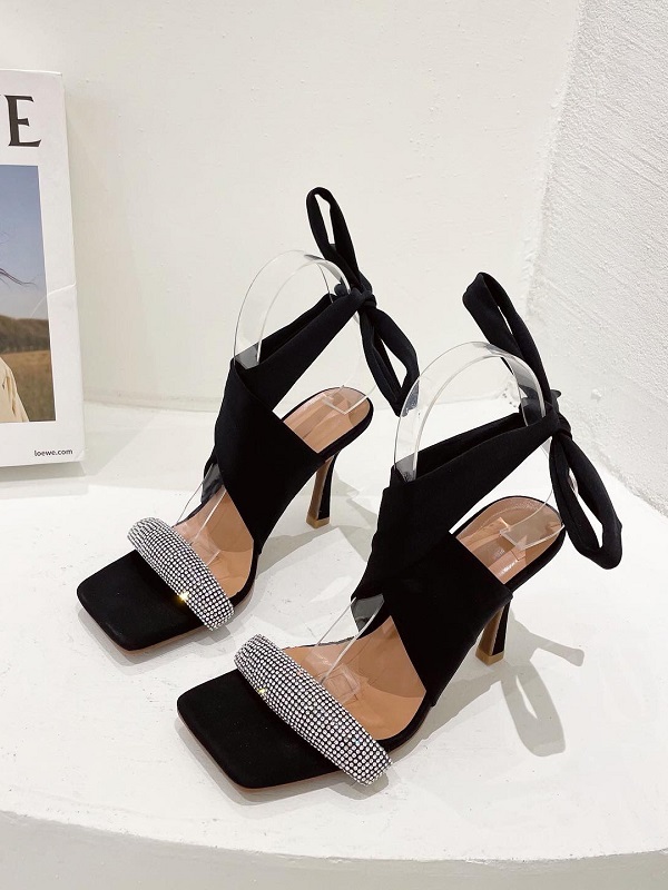 New Square Toe Rhinestone Roman Style Sandals - Image 6