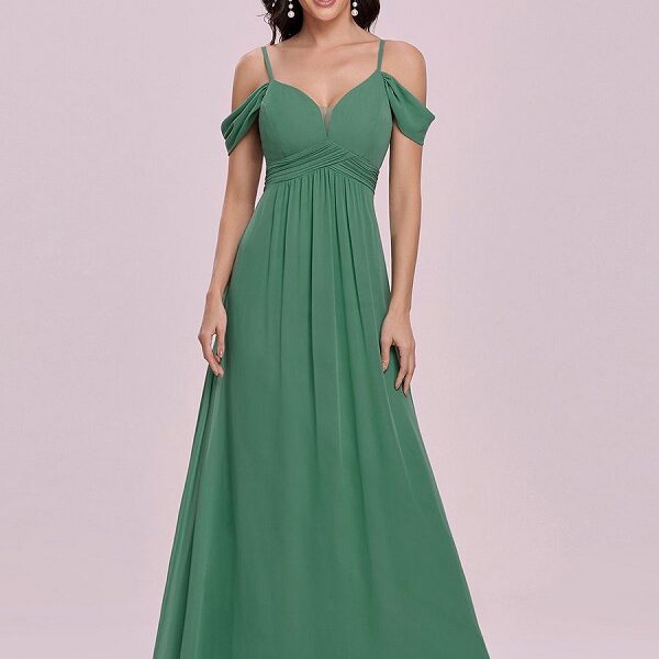 Prom Chiffon V-Neck A-Line Sleeveless Pleated Maxi Dresses - TD Mercado