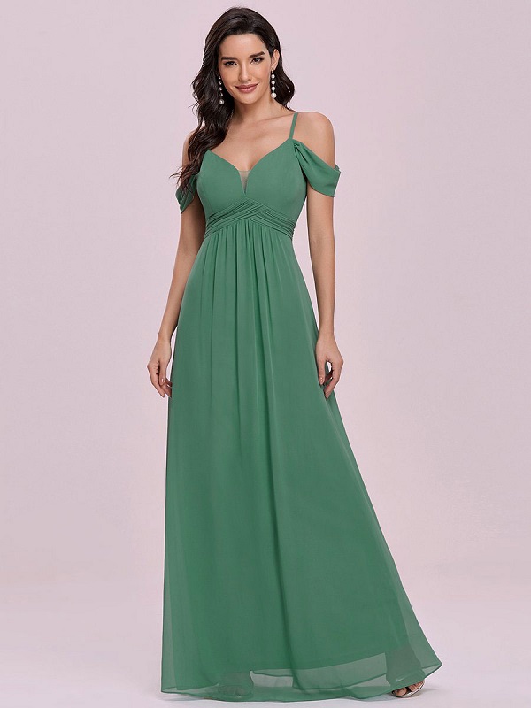 Prom Chiffon V-Neck A-Line Sleeveless Pleated Maxi Dresses – TD Mercado