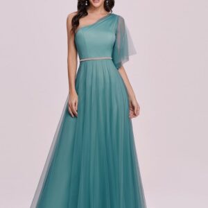 Prom Polyester One-Shoulder A-Line Maxi Party Dresses