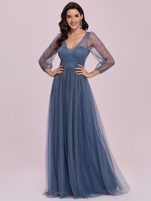 Prom Tulle A-Line Long Sleeves Floor-Length Pageant Dress - Image 2