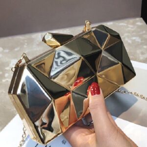 Uneven Surface Specular Chain Evening Clutch Bag