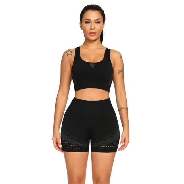 Hollow Out Yoga Set Two 2 Piece High Waist Gym suit Fitness Short - TD  Mercado