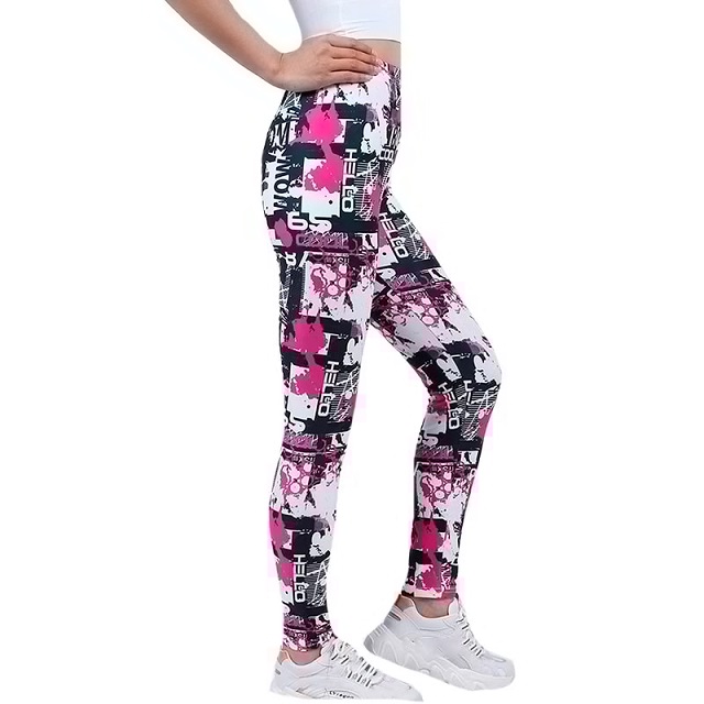Letter Print Gym Yoga Leggings High Waist Pants Running Sports Jogging - Image 3