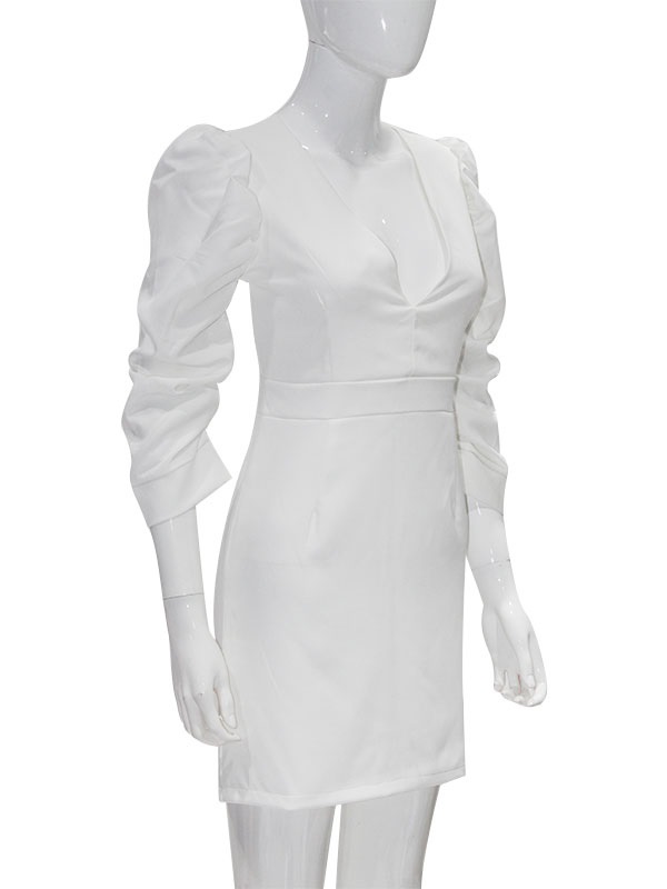 Bodycon Dresses Pleated Irregular Half Sleeves Midi Pencil Dress - Image 5