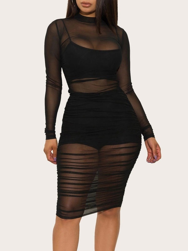 Dress Jewel Neck Long Beach Bodycon Dress