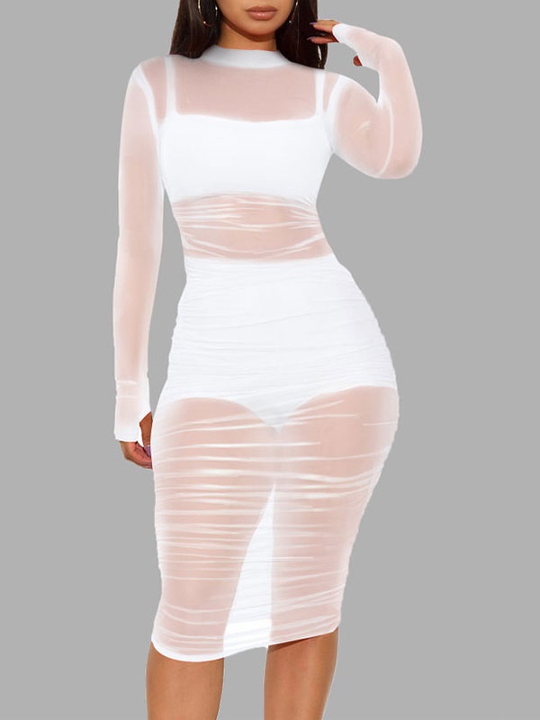 Dress Jewel Neck Long Beach Bodycon Dress - Image 6