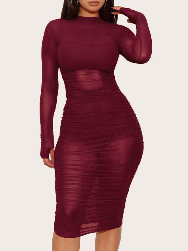 Dress Jewel Neck Long Beach Bodycon Dress - Image 7