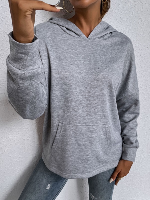 Hoodie Long Sleeves Pockets Cotton Hooded Sweatshirt - Image 2