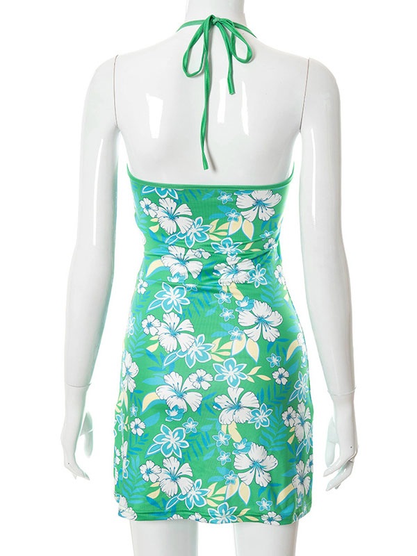 Bodycon Dresses Floral Print Pleated Stretch Sheath Dress - Image 5