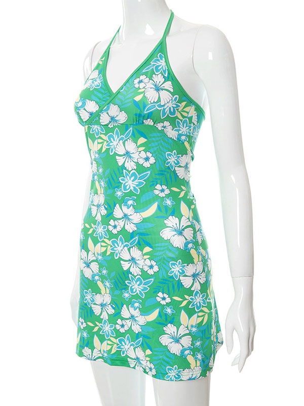 Bodycon Dresses Floral Print Pleated Stretch Sheath Dress - Image 6