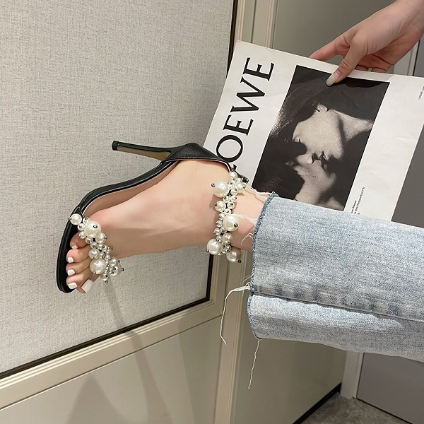 Pumps Sandals Shoes Pearl Bordered Sweet Casual Thin Heels - Image 6