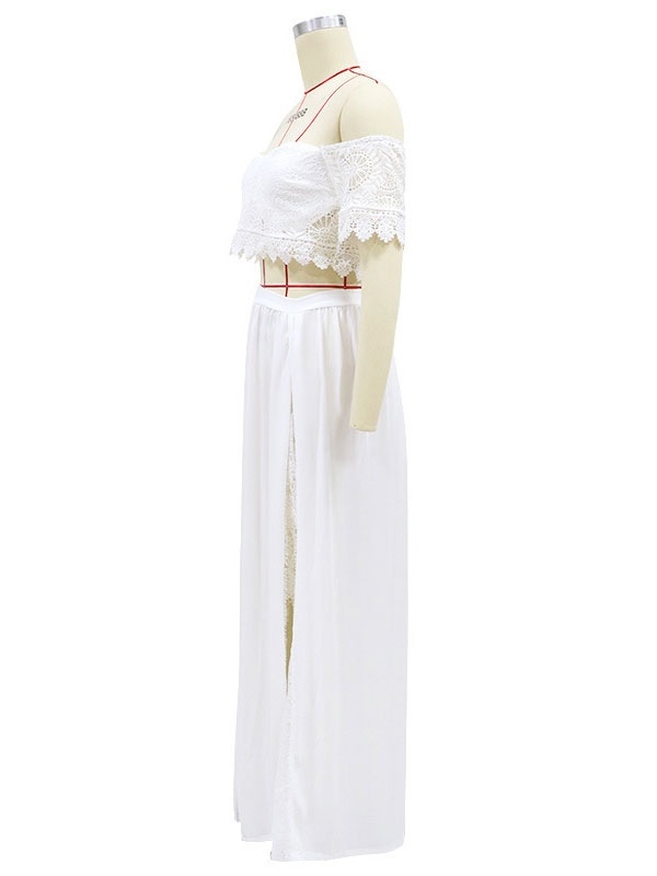 Two Piece Set Off The Shoulder Bardot Top With Maxi Skirt - Image 3