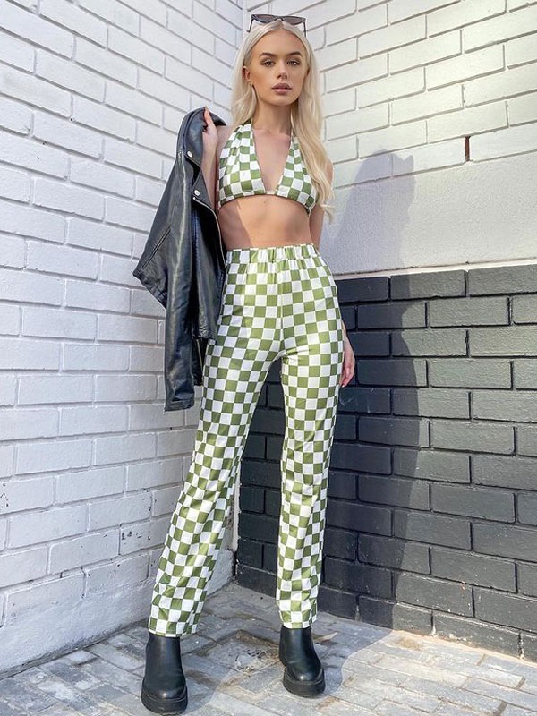 Two Piece Sets Pattern Cut Out Casual Vest Sleeveless Outfit