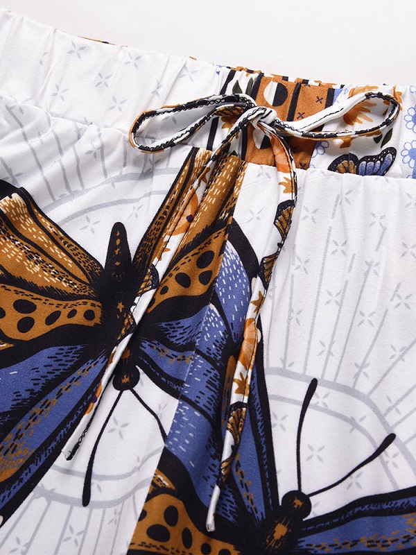 Two Piece Sets Sweetheart Neck Print Pants Casual Outfit - Image 3