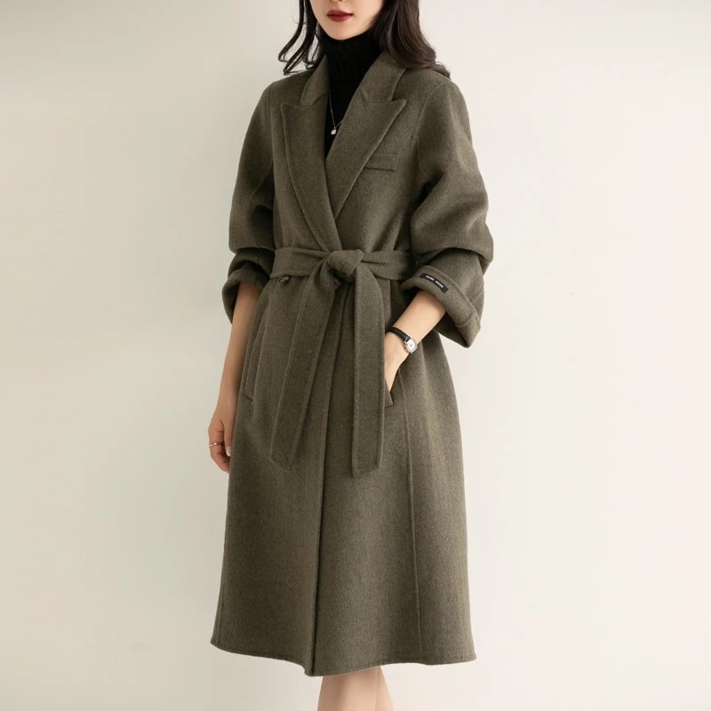 Fashion French Minimalist Double-sided Cashmere Blend Coat - Image 3