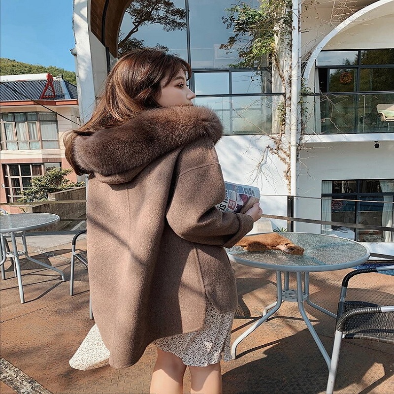 Luxury Fox Fur Collar Double-sided Fashion Hooded Coat - Image 2