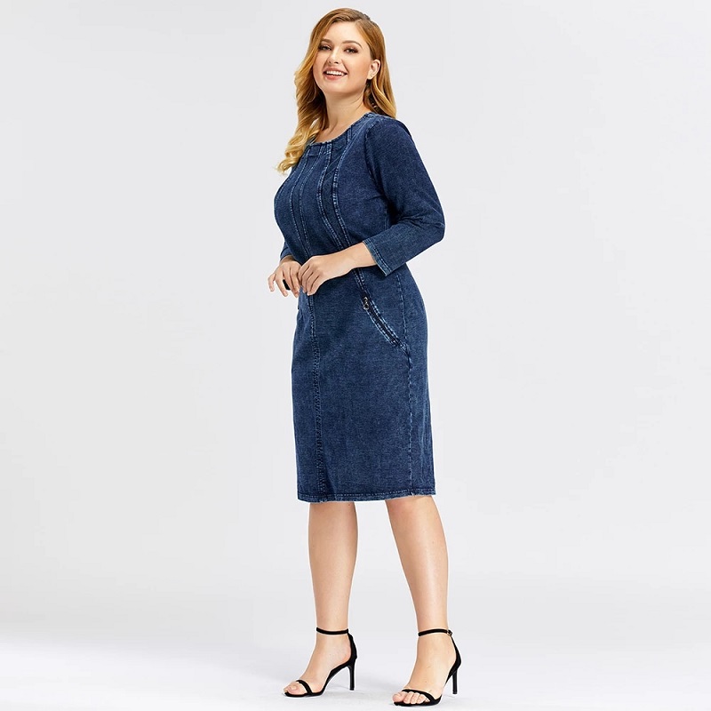 Denim Dress Premium Slim Fit Dress - Image 3