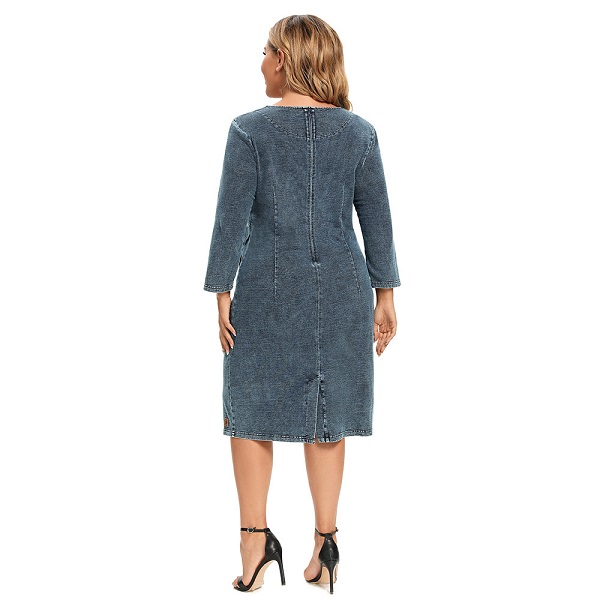 Casual Elasticity Slim Fit Shoulder Pads Midi Dress - Image 4