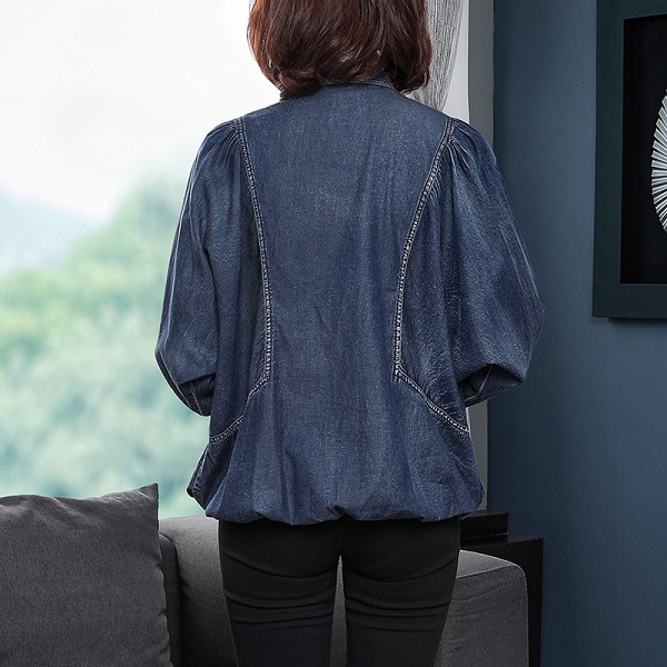 Fashion Cotton Denim Shirts Embroidery Blouses Tops - Image 3