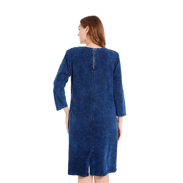 Casual Diamonds Knitted Denim Slim Fit Street Wear Midi Dress - Image 3