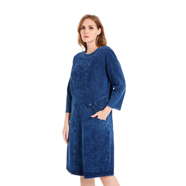 Casual Diamonds Knitted Denim Slim Fit Street Wear Midi Dress - Image 2