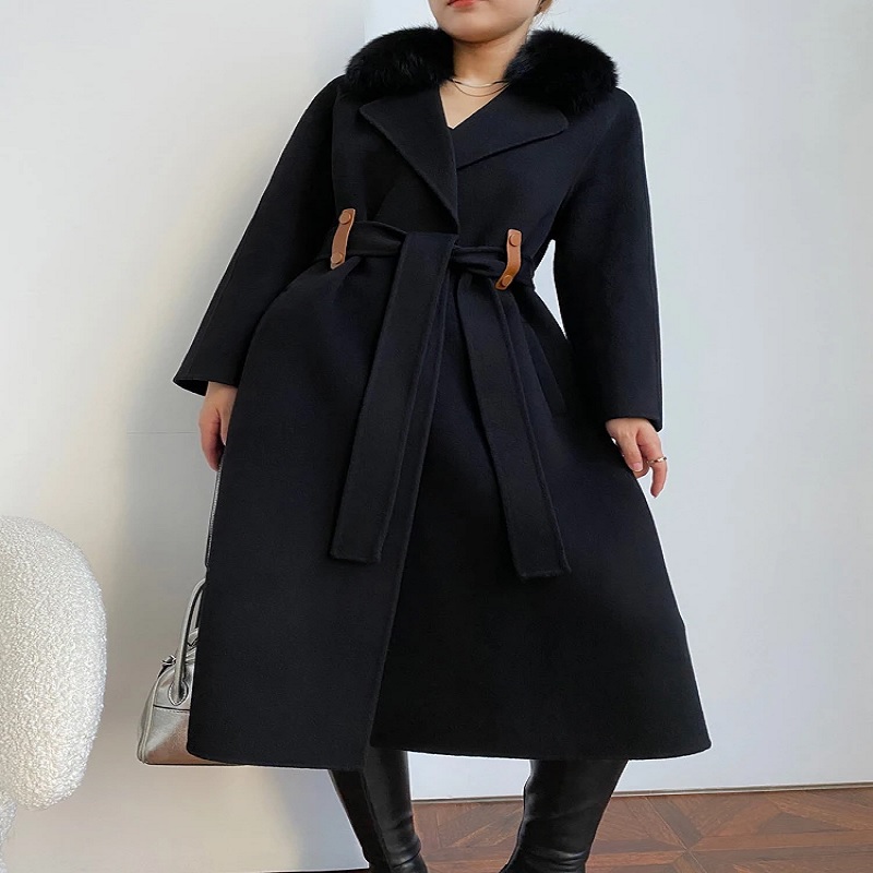 Korean Style Vintage long sleeve woolen cashmere coat - Image 2