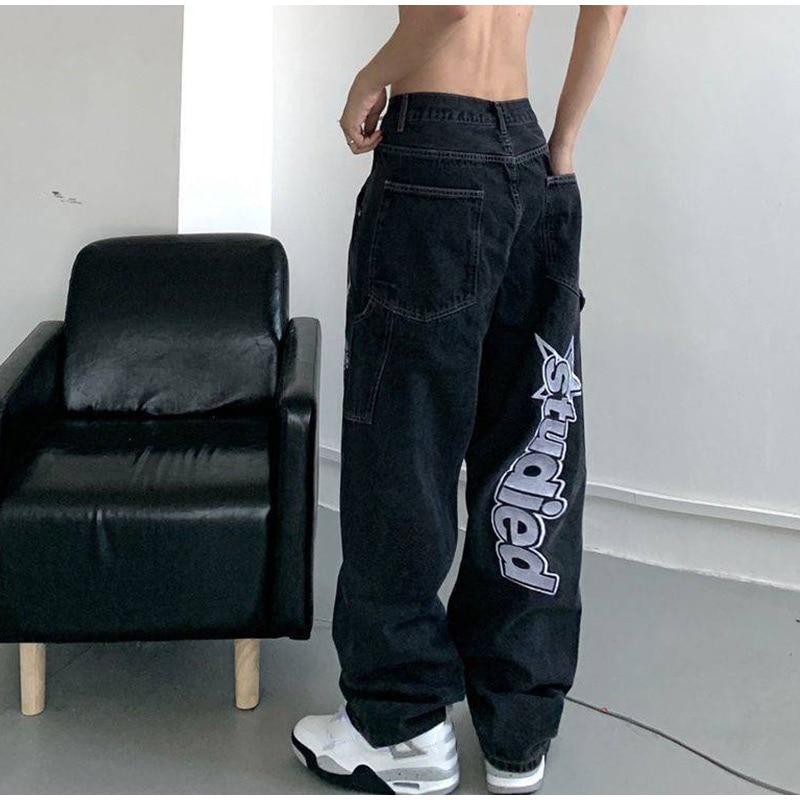 High Waist Casual Over sized Straight Pocket Jeans - Image 4