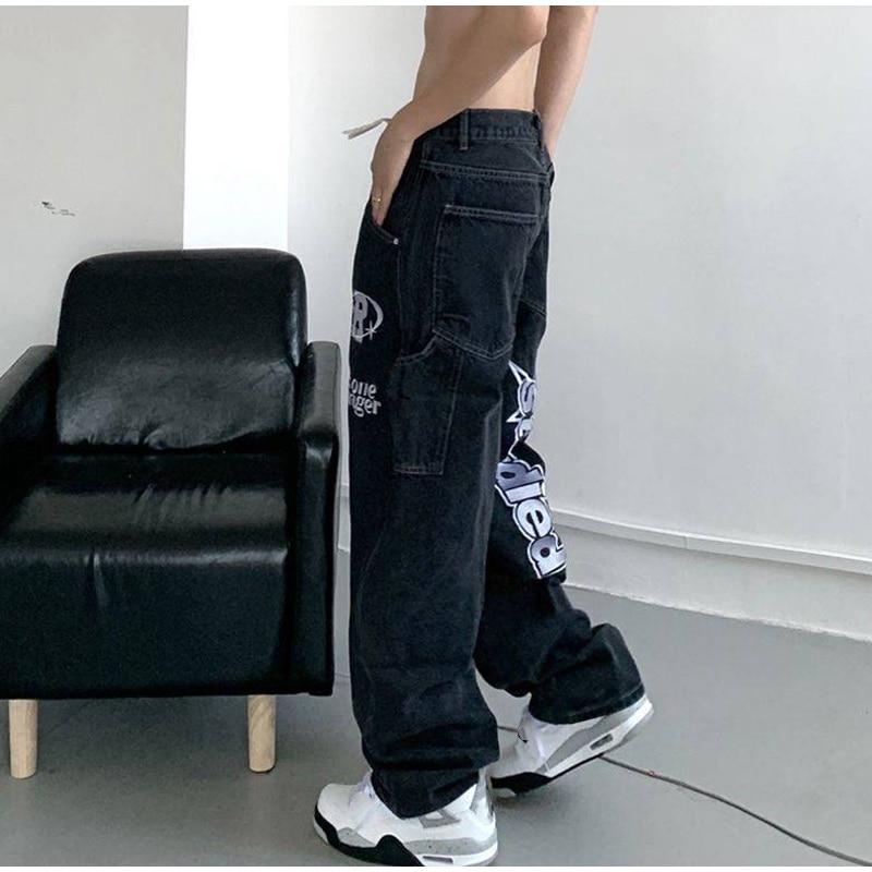 High Waist Casual Over sized Straight Pocket Jeans - Image 3