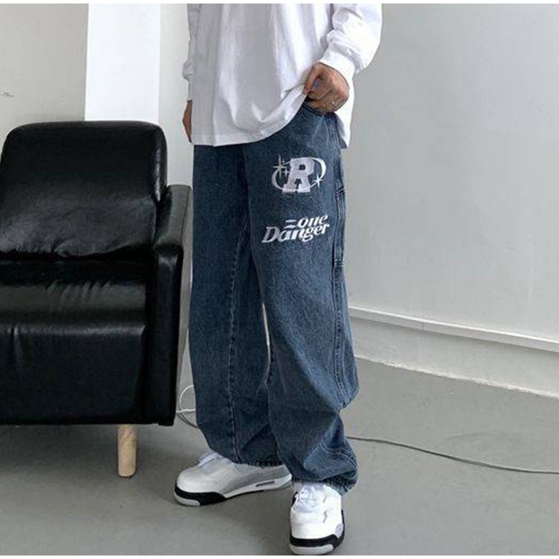 High Waist Casual Over sized Straight Pocket Jeans