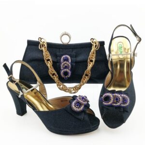 Italian design High Heel Shoes with Matching Bags Set