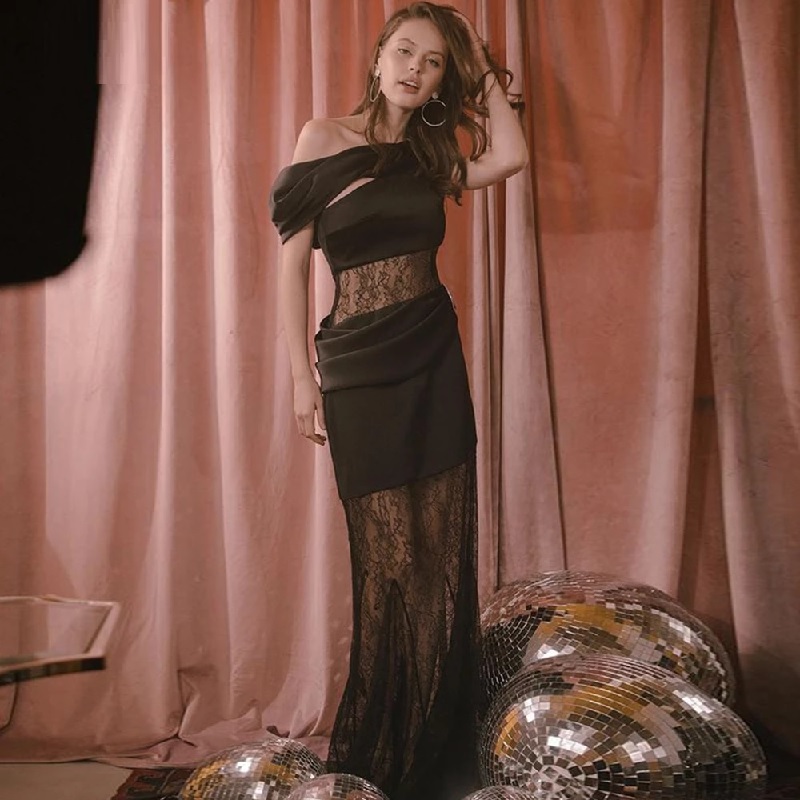 Strapless Lace Sleeveless Evening Club Party Dress