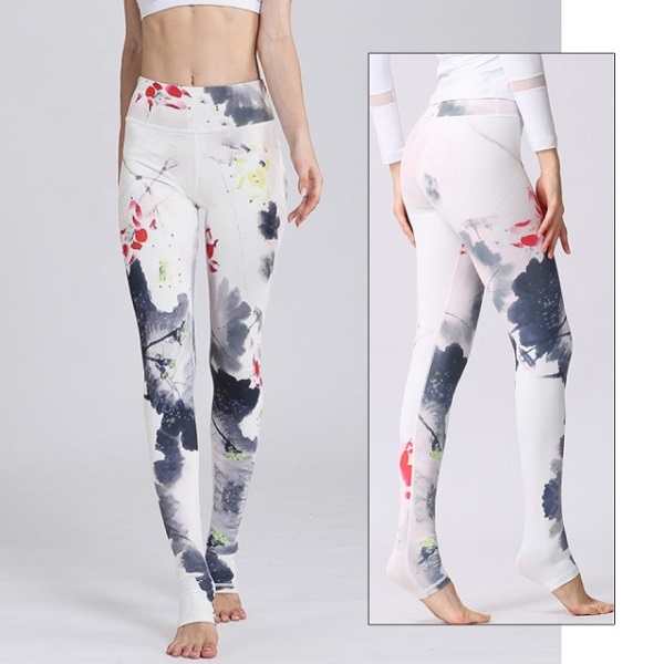 Yoga Pants High Waist Sports Leggings Long Tights Floral Running - Image 7