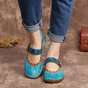 Floral Cutouts Splicing Soft Sole Flower Hook Loop Flat Shoes