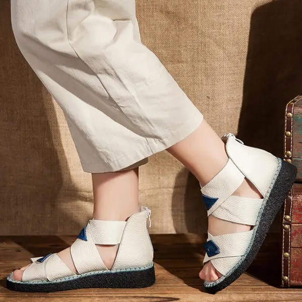 Genuine Leather Flat Sandals - Image 2